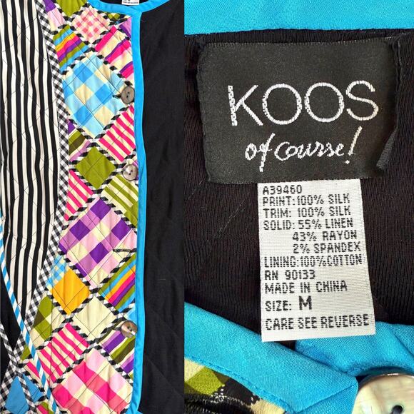 VTG 80s Koos Of Course Funky Colorful Oversized Quilted Jacket Coat - Picture 7 of 8